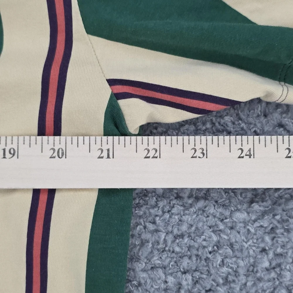 Guess‎ Originals Striped T Shirt Men's Medium Green Cream Purple Logo Casual 90s - Picture 9 of 10